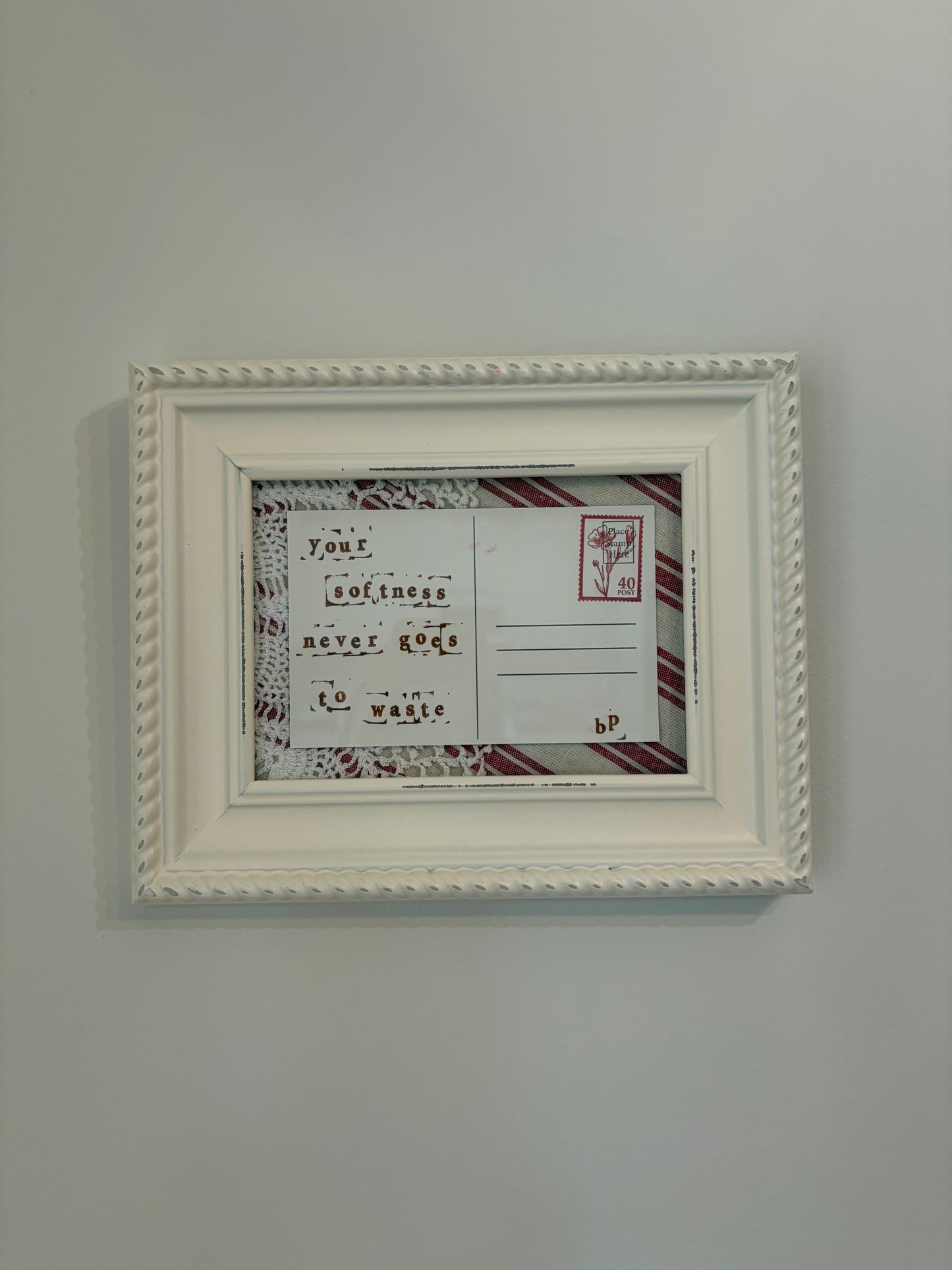 Hand-Stamped Art Print - Red Stripes