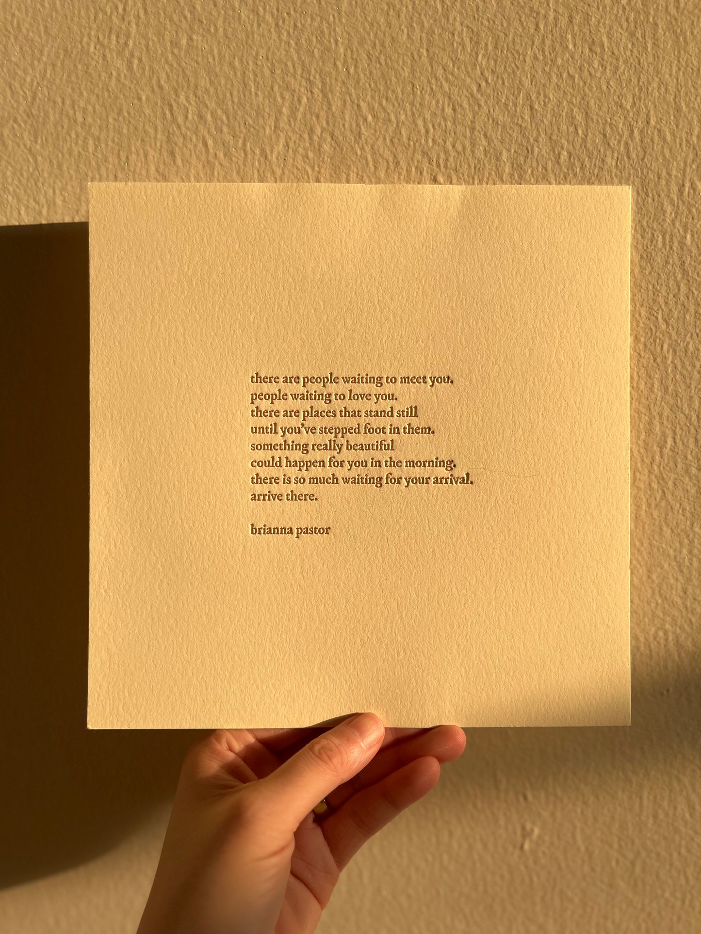 'arrive there' letterpress print