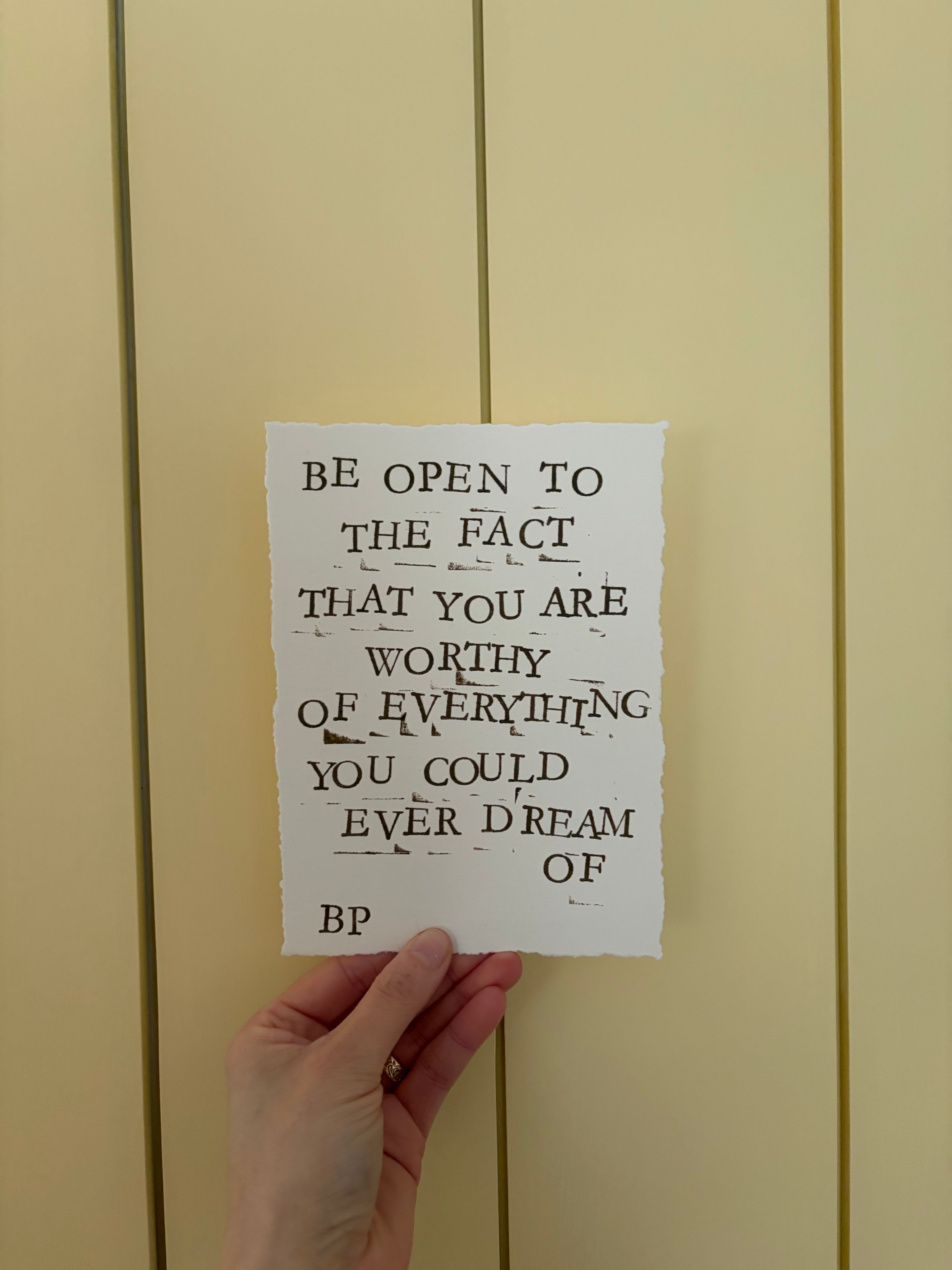 Hand-Stamped Art Print - Be Open