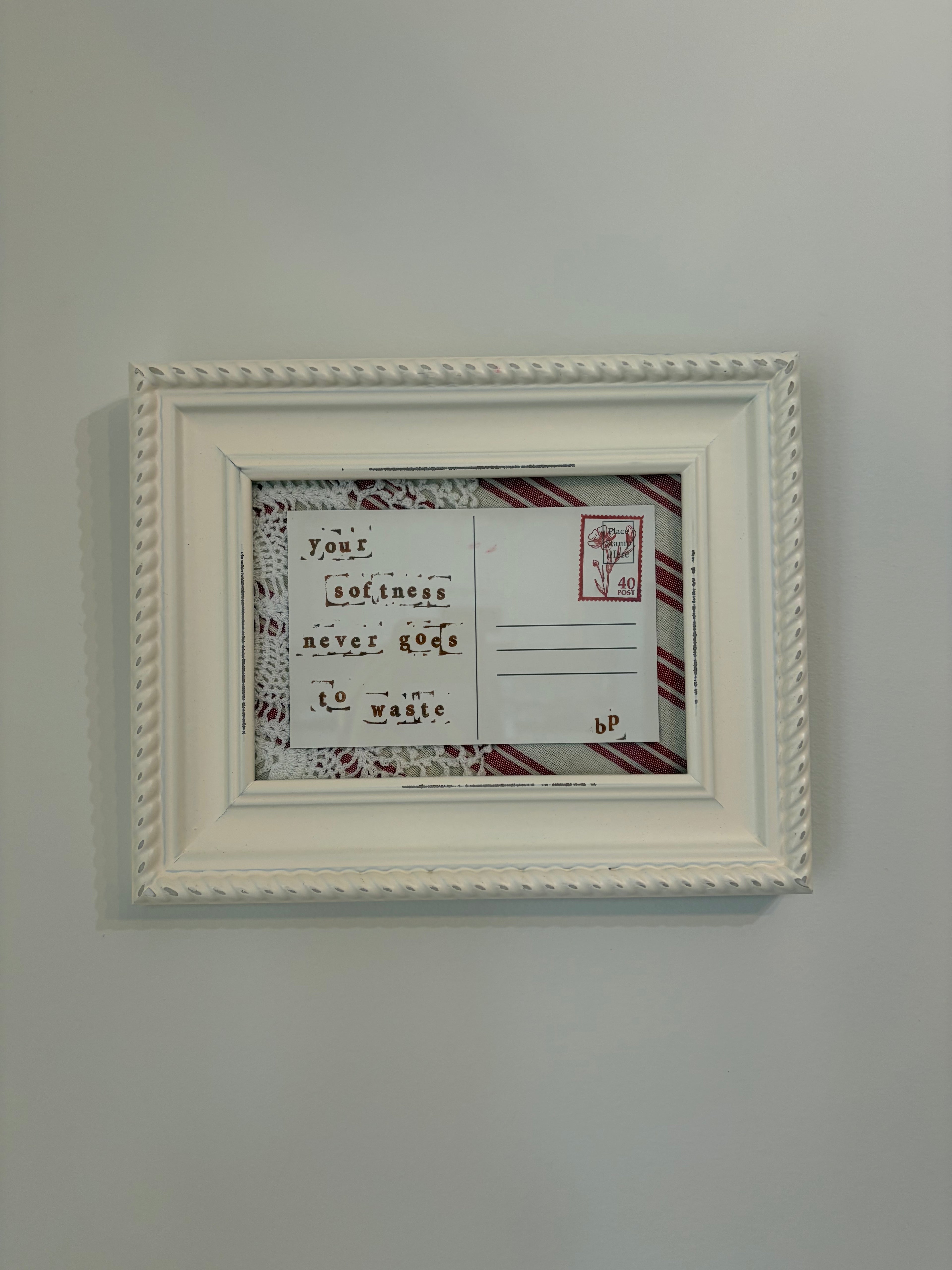 Hand-Stamped Art Print - Red Stripes
