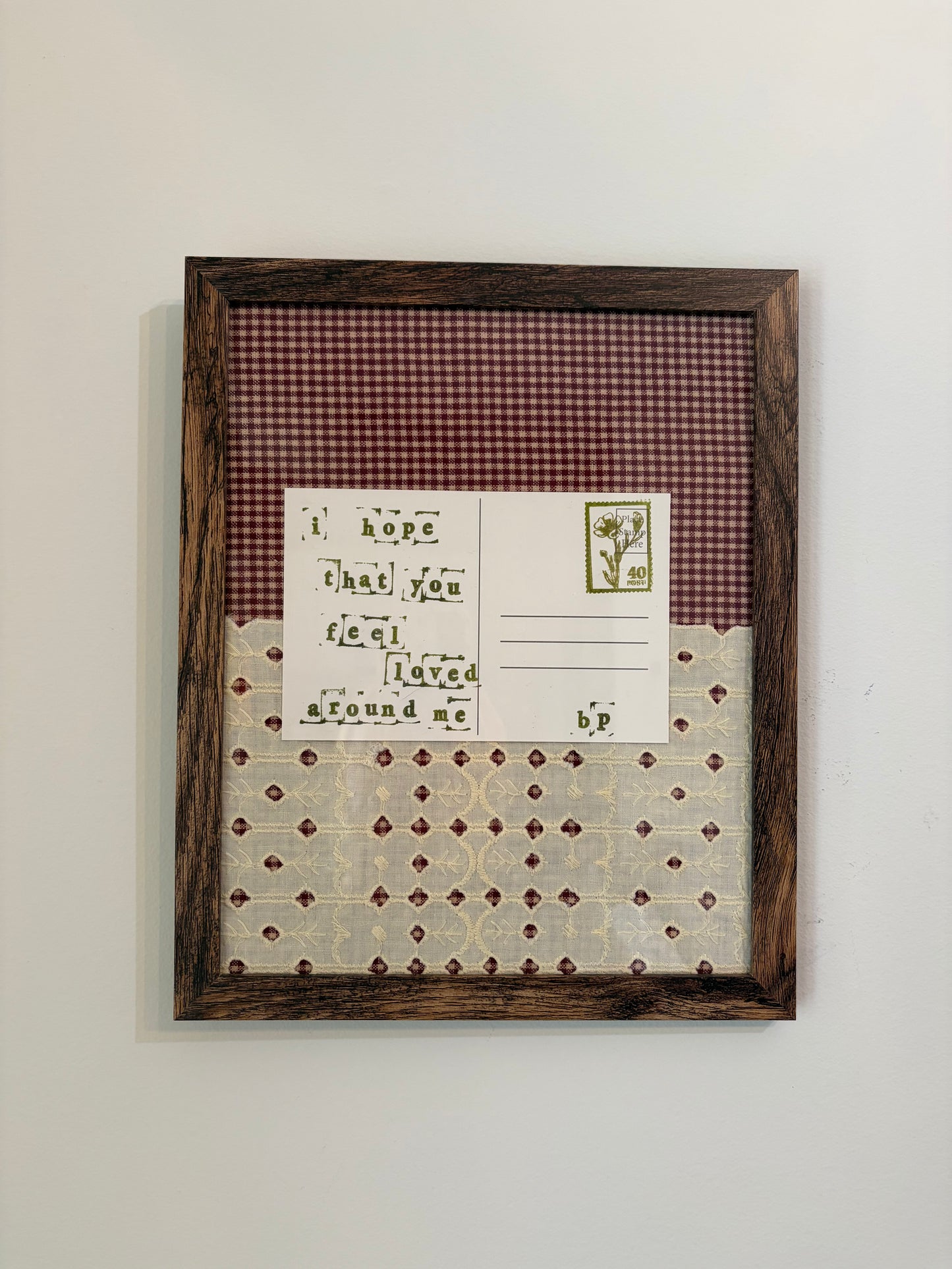 Hand-Stamped Art Frame - Gingham & Lace