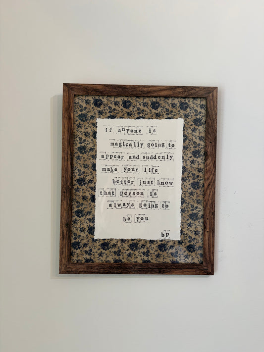 Hand-Stamped Art Frame - Blue Floral