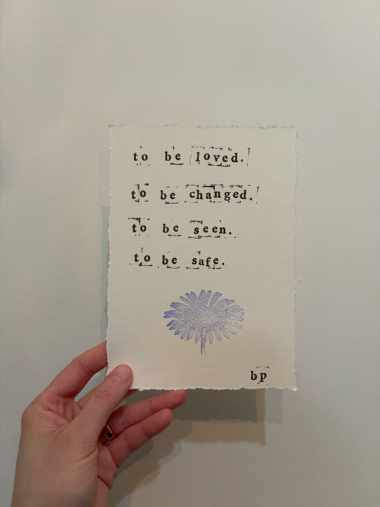 Hand-Stamped Art Print - To Be Loved
