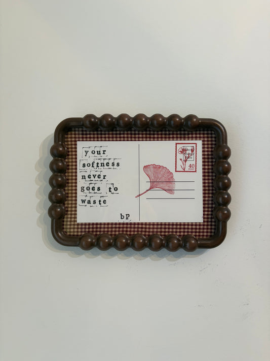 Hand-Stamped Art Frame - Red & Dark Wood