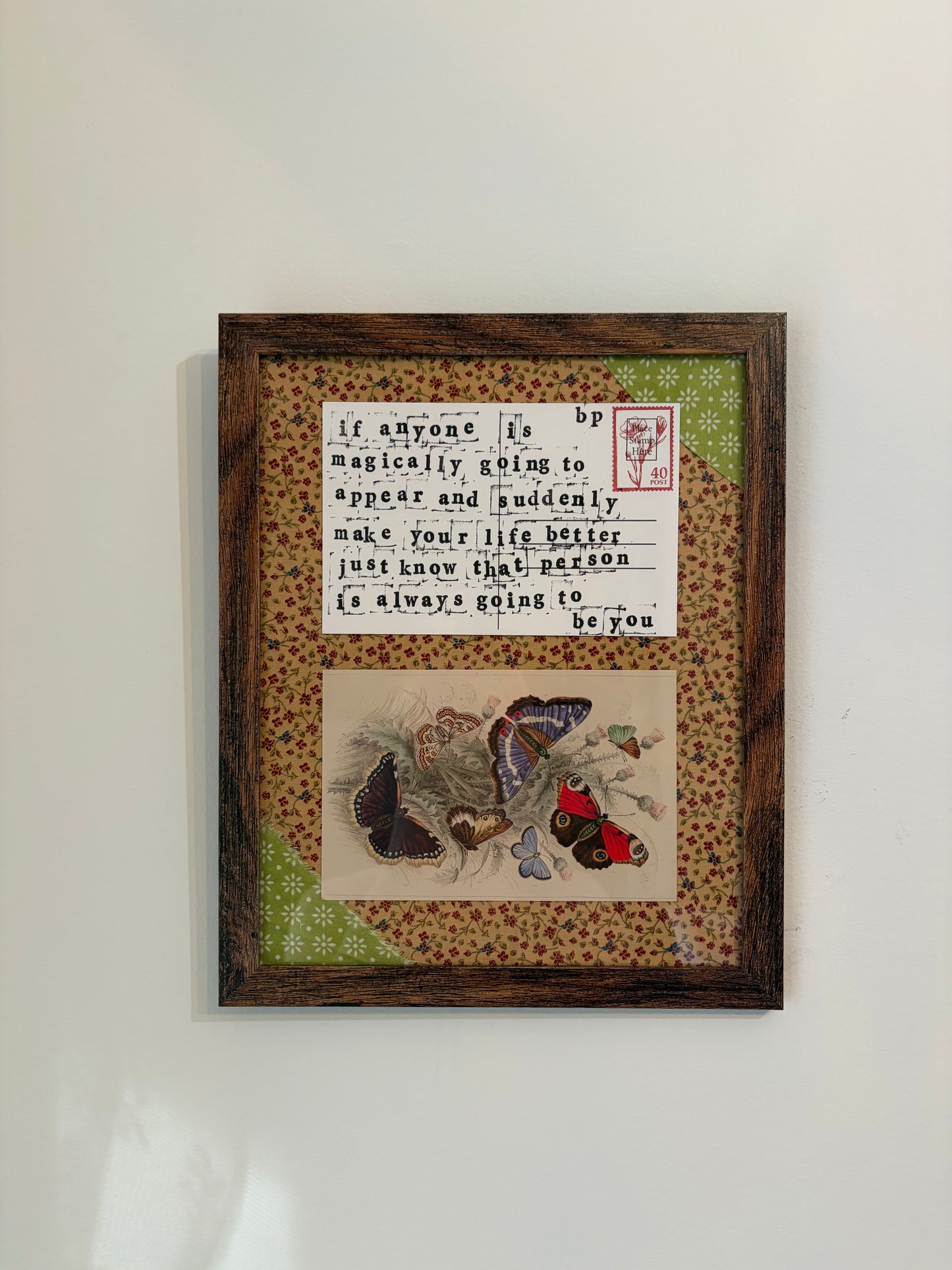 Hand-Stamped Art Frame - Yellow Floral