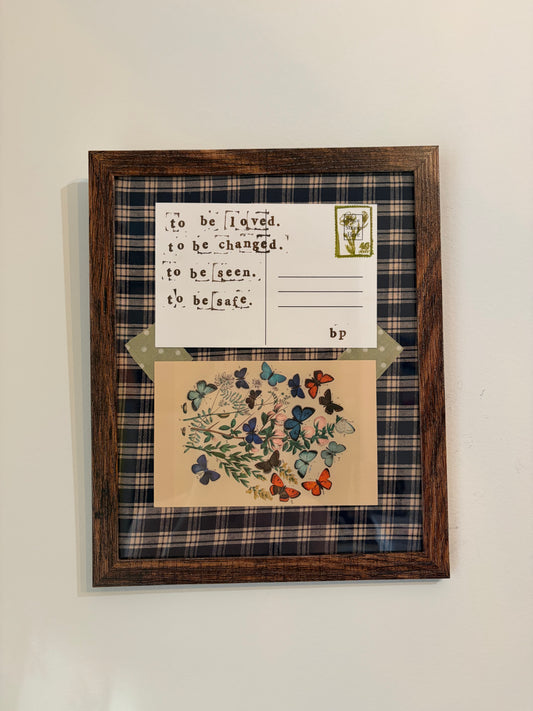 Hand-Stamped Art Frame - Blue Flannel