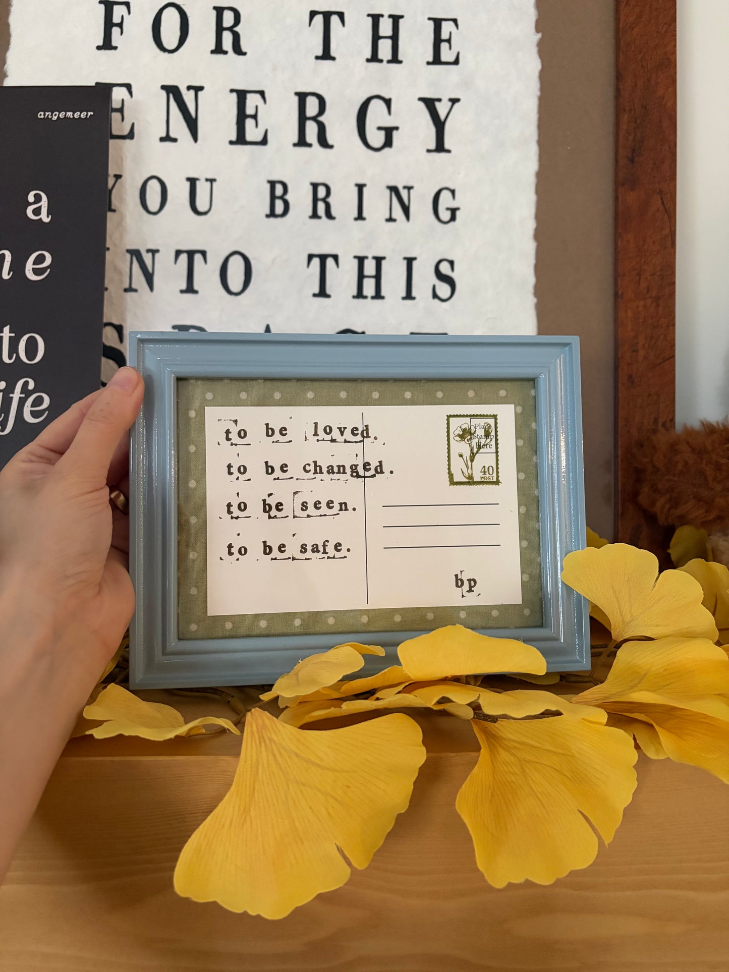 Hand-Stamped Art Frame - Blue