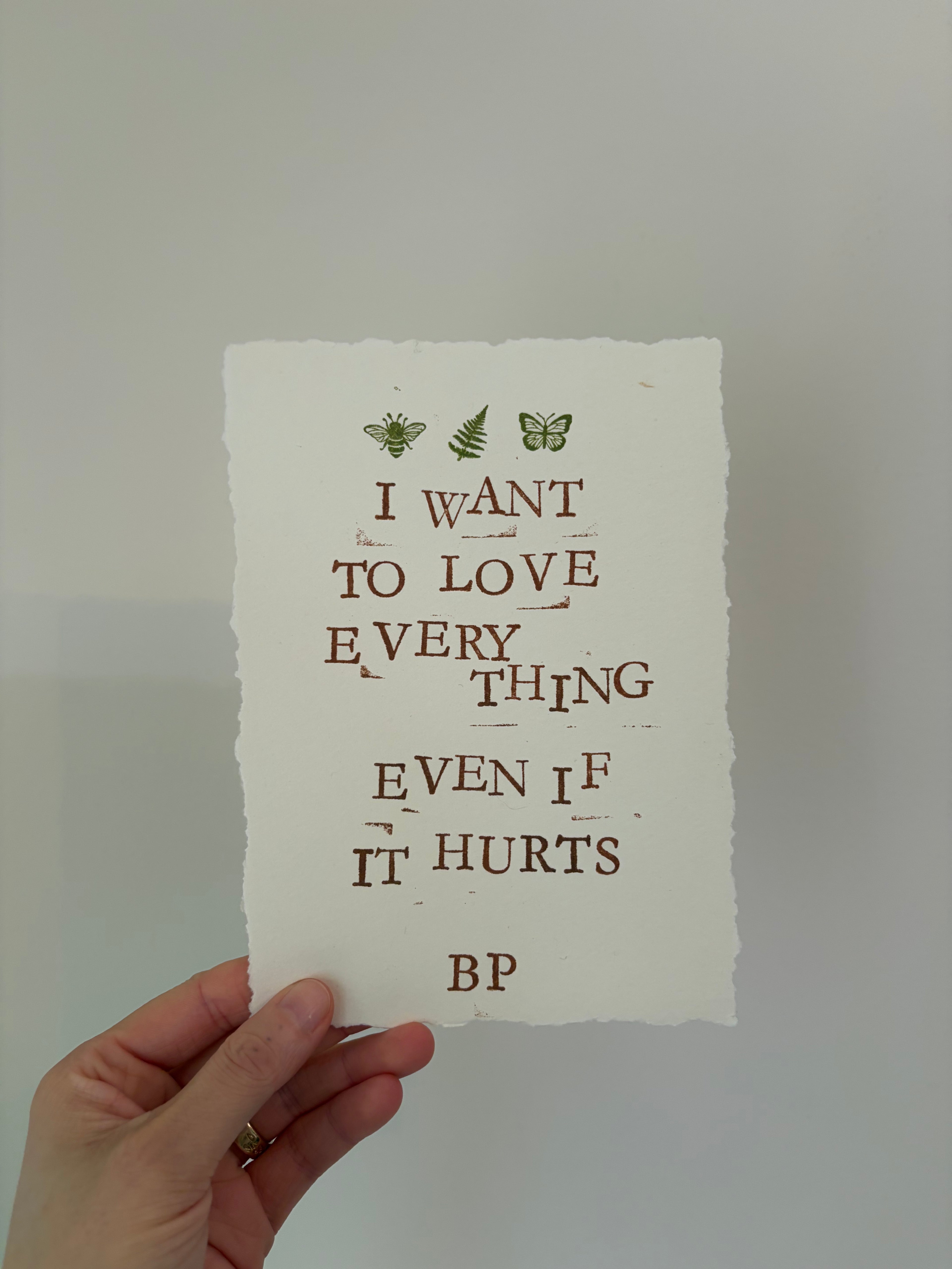Hand-Stamped Art Print - Love Everything