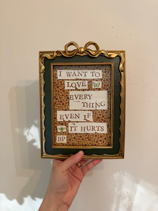 Hand-Stamped Art Frame - Green Bow