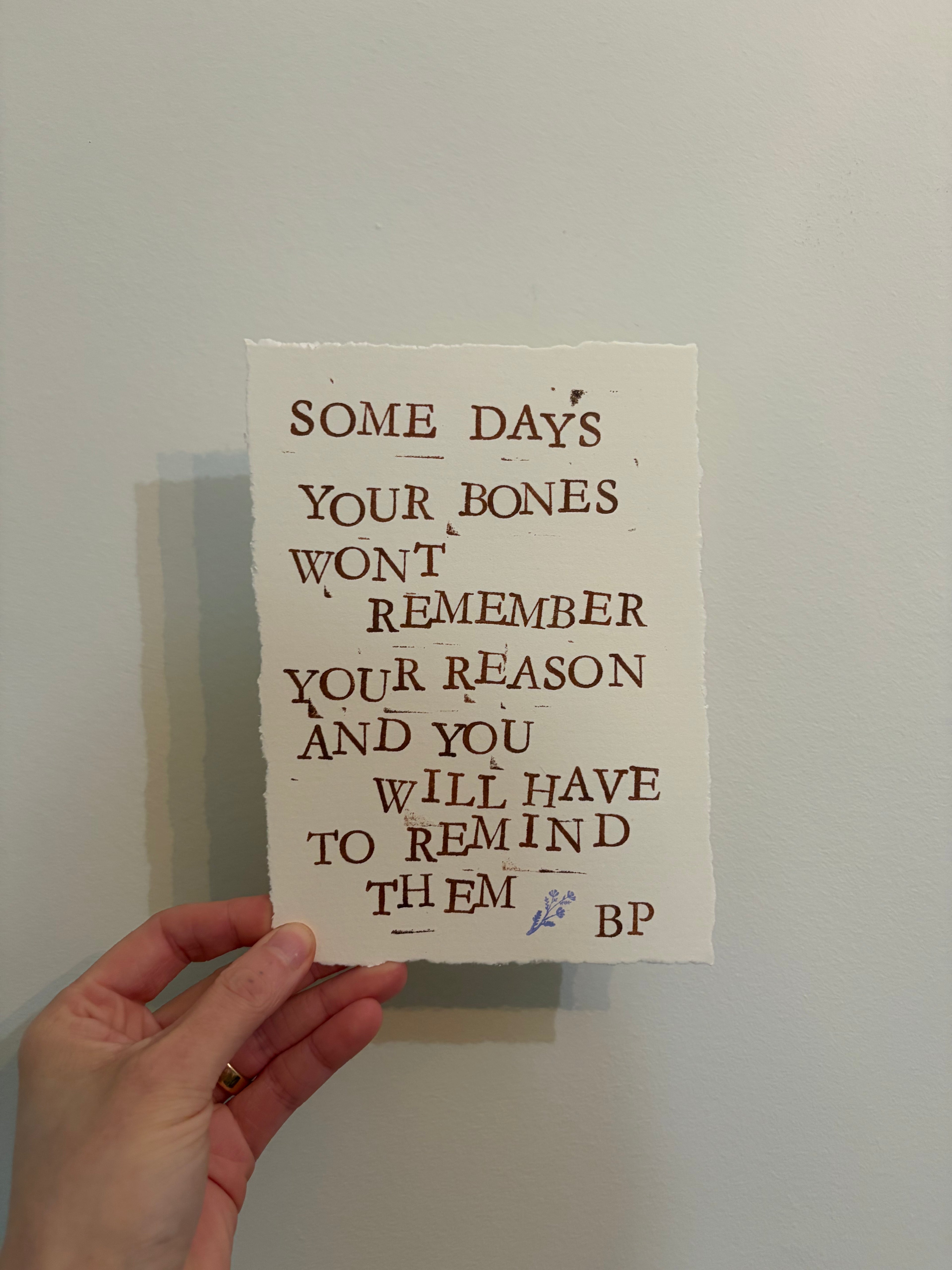 Hand-Stamped Art Print - Bones