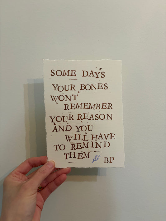 Hand-Stamped Art Print - Bones