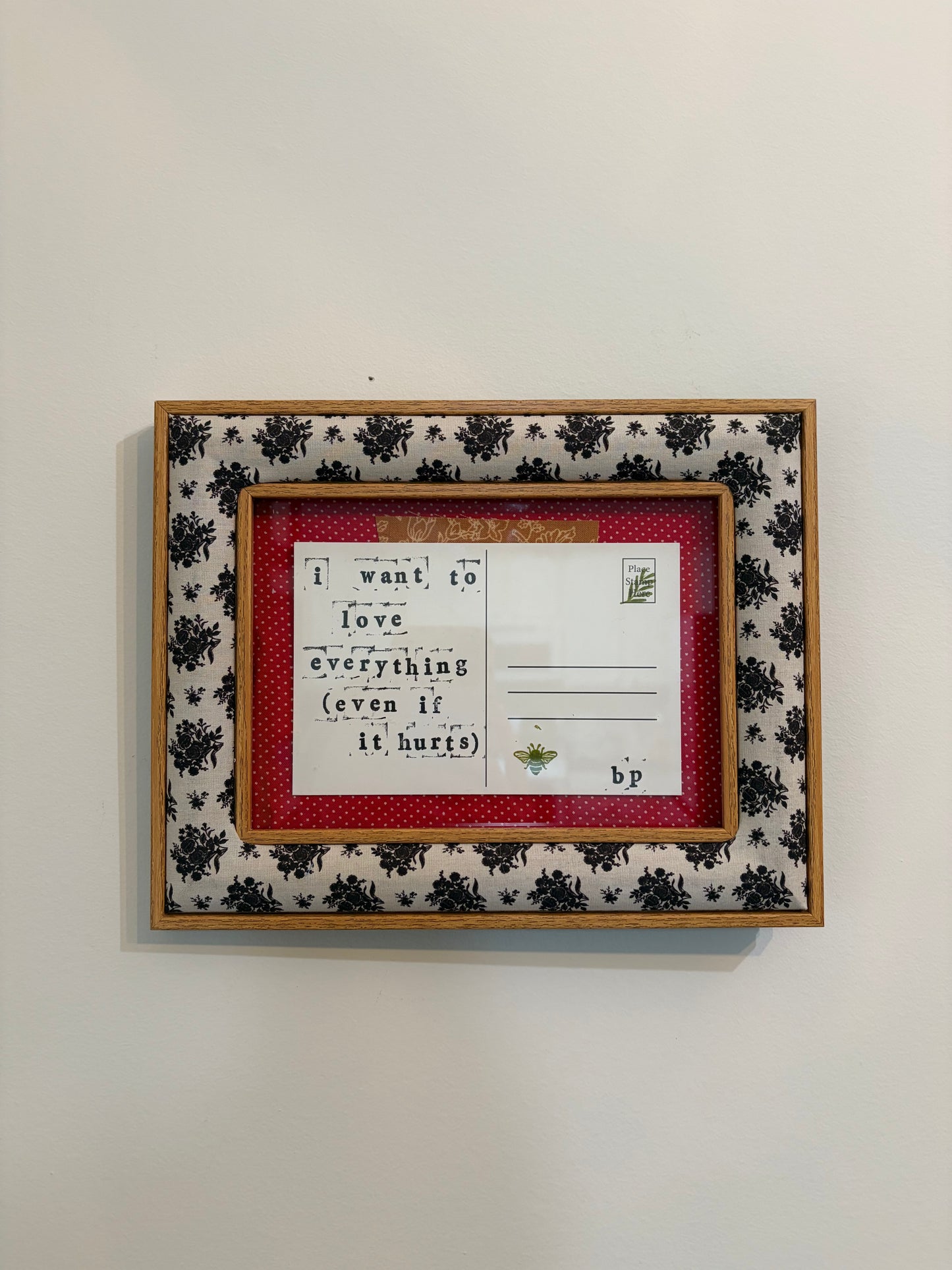Hand-Stamped Art Frame - Red Polka
