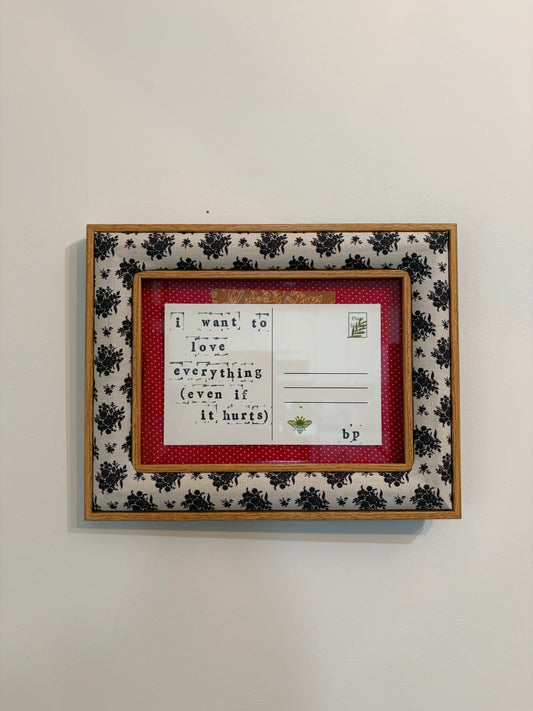 Hand-Stamped Art Frame - Red Polka