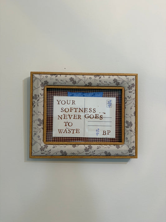 Hand-Stamped Art Frame - Gingham & Blue