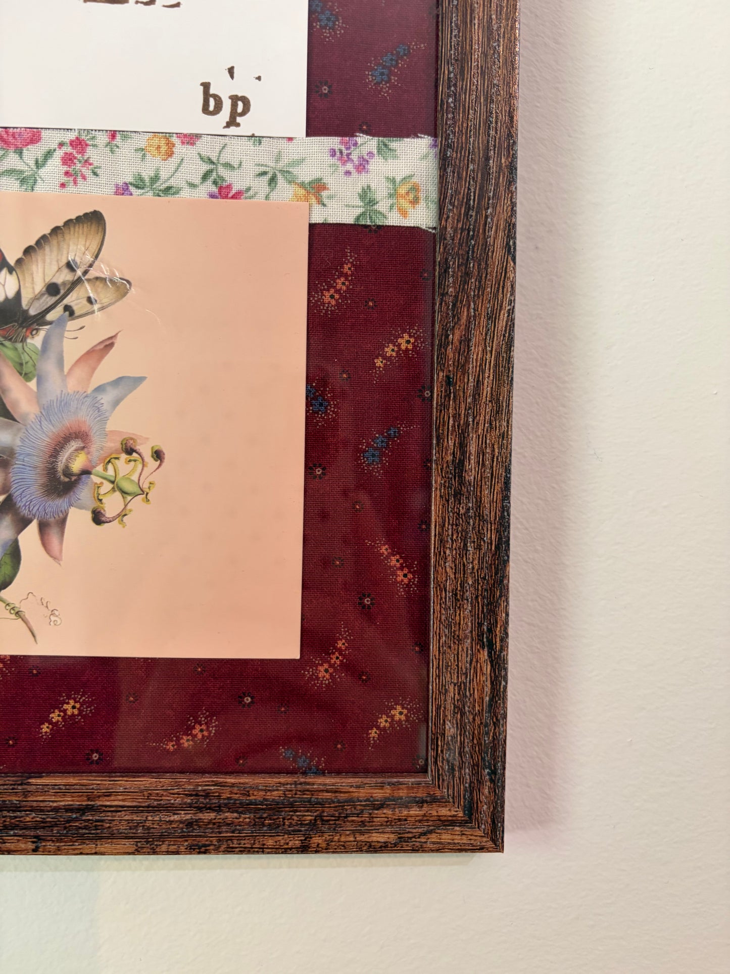Hand-Stamped Art Frame - Red, Flowers