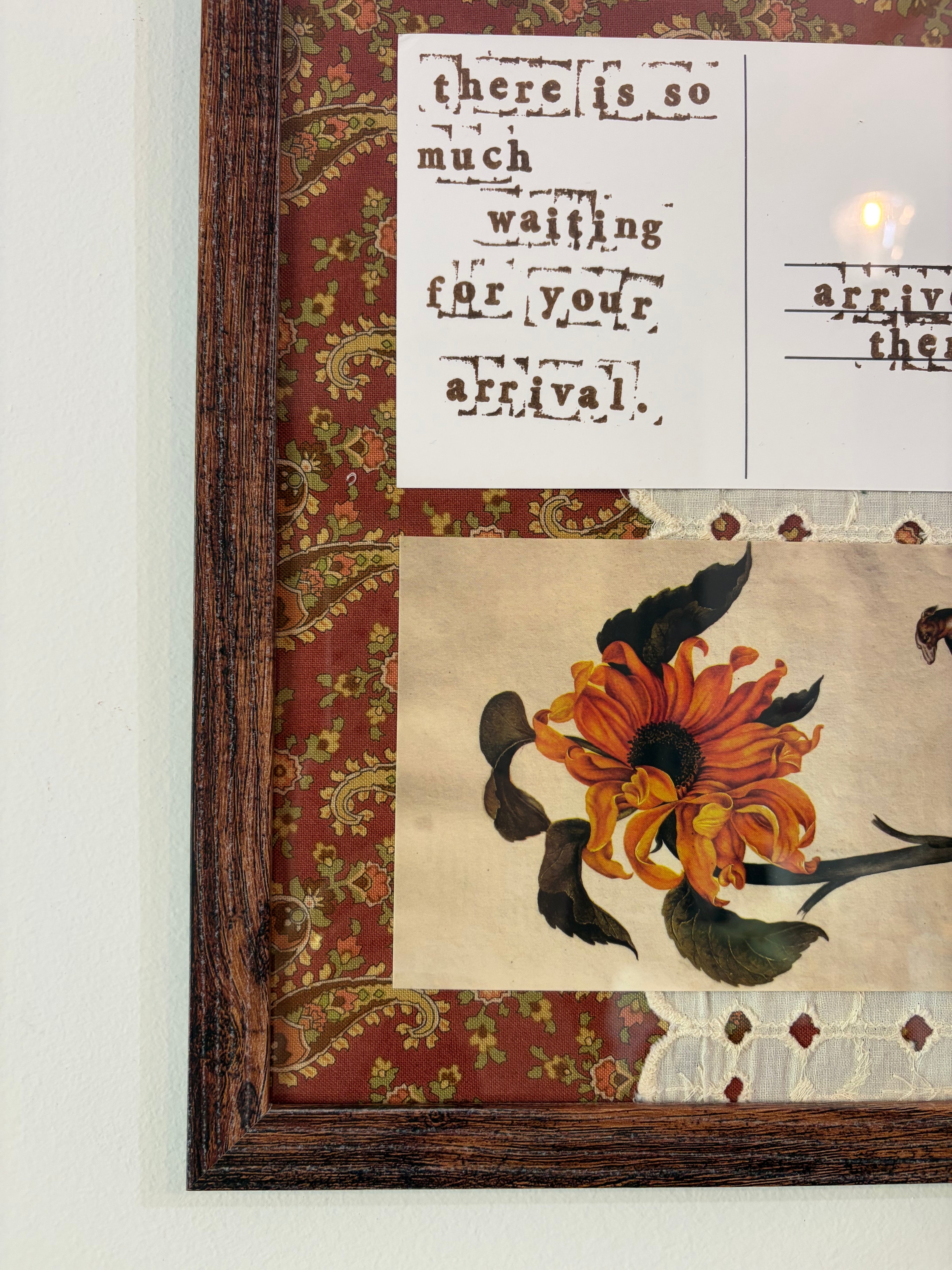 Hand-Stamped Art Frame - Paisley & Yellow Doily