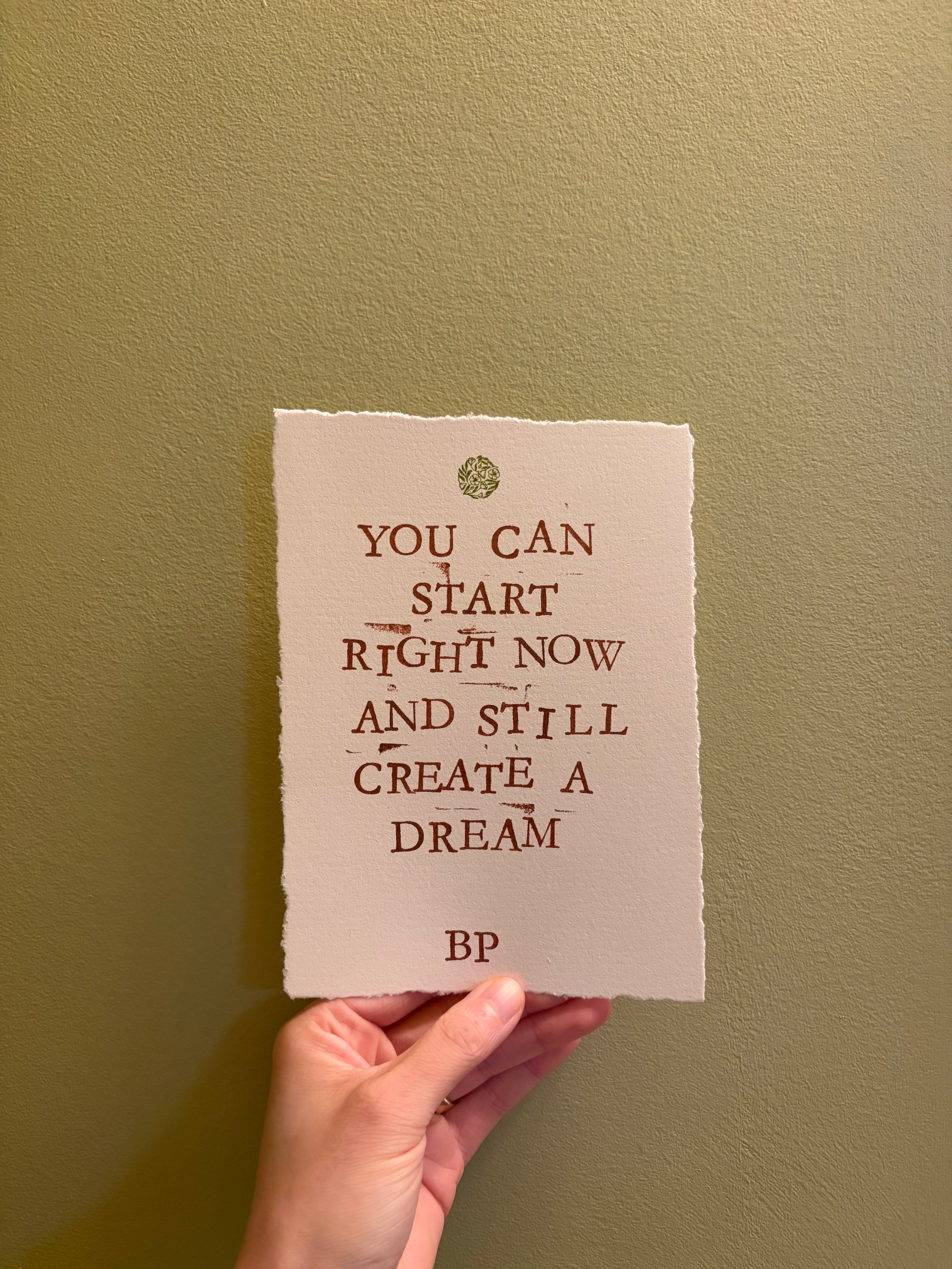 Hand-Stamped Art Print - Create A Dream